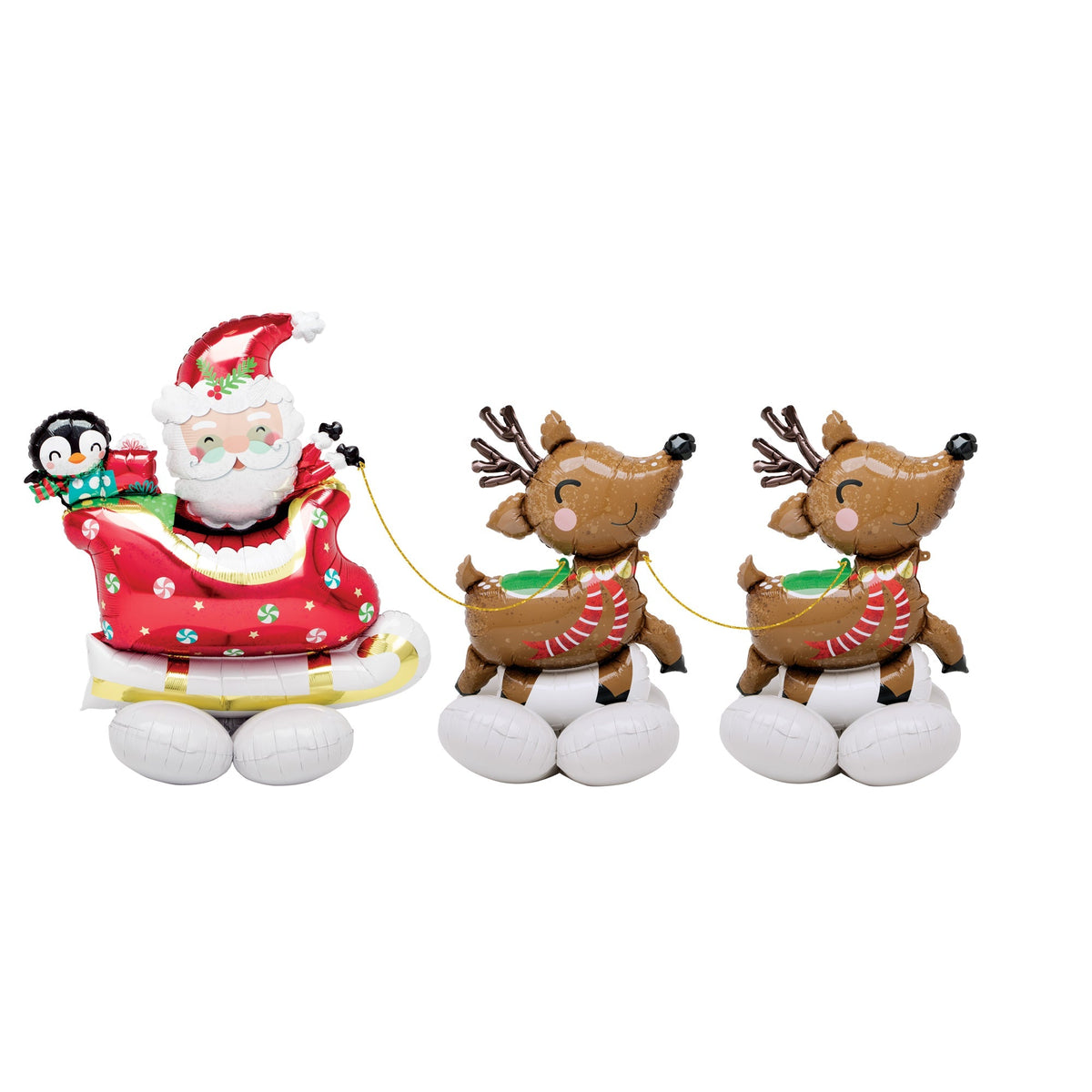LE GROUPE BLC INTL INC Balloons Christmas Santa and Reindeer Airloonz Standing Foil Air-Filled Balloon, 99 Inches