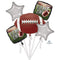 LE GROUPE BLC INTL INC Balloons Football "Game On" Balloon Bouquet with Silver Stars, 5 Count 662488188