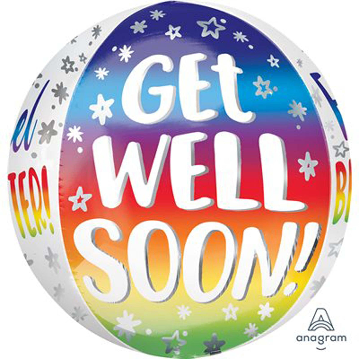 LE GROUPE BLC INTL INC Balloons Get Well Soon Rainbow Orbz Balloon, 15 Inches, 1 Count