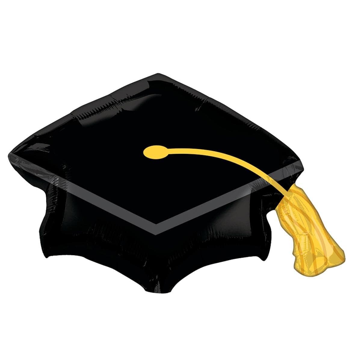 LE GROUPE BLC INTL INC Balloons Graduation Supershape Foil Balloon, Hat, Black and Gold, 31 in