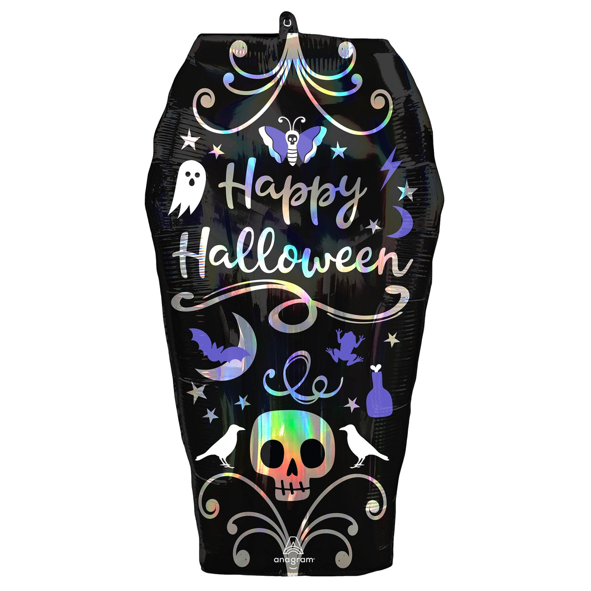 LE GROUPE BLC INTL INC Balloons Halloween Iridescent Coffin Supershape Foil Balloon, "Happy Halloween", 15 x 27 Inches 026635431620