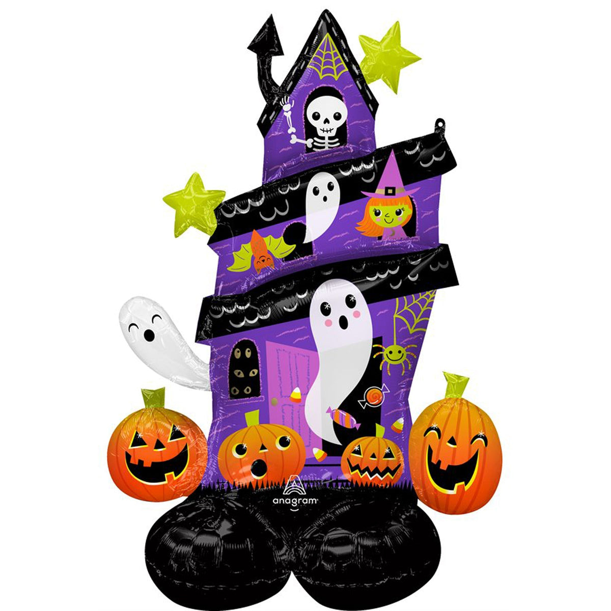 LE GROUPE BLC INTL INC Balloons Halloween Purple Haunted House Air-Filled Standing Airloonz Foil Balloon, 50 Inches 026635448406