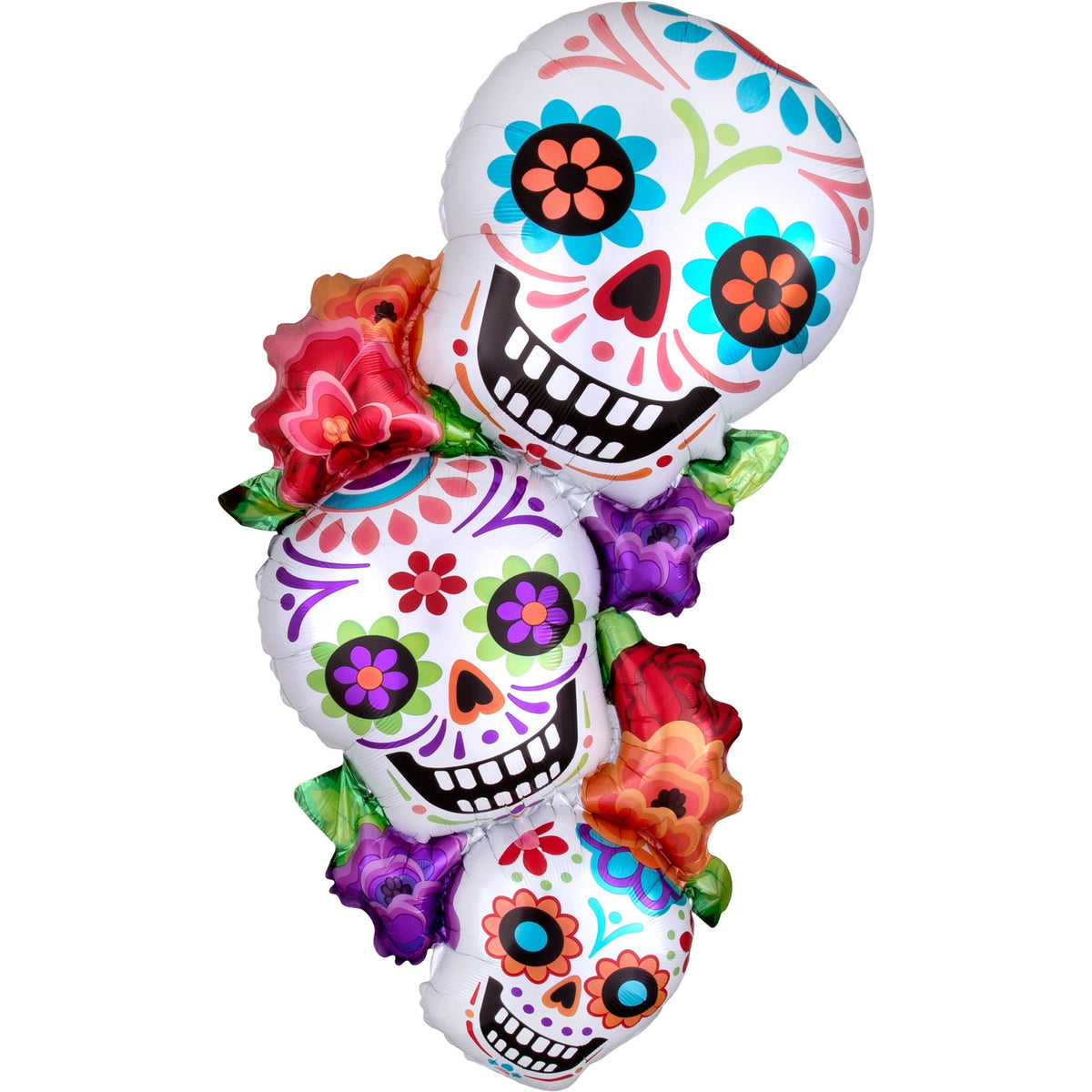 LE GROUPE BLC INTL INC Balloons Halloween Stacking Sugar Skulls Supershape Foil Balloon, 22 x 38 Inches 026635381529