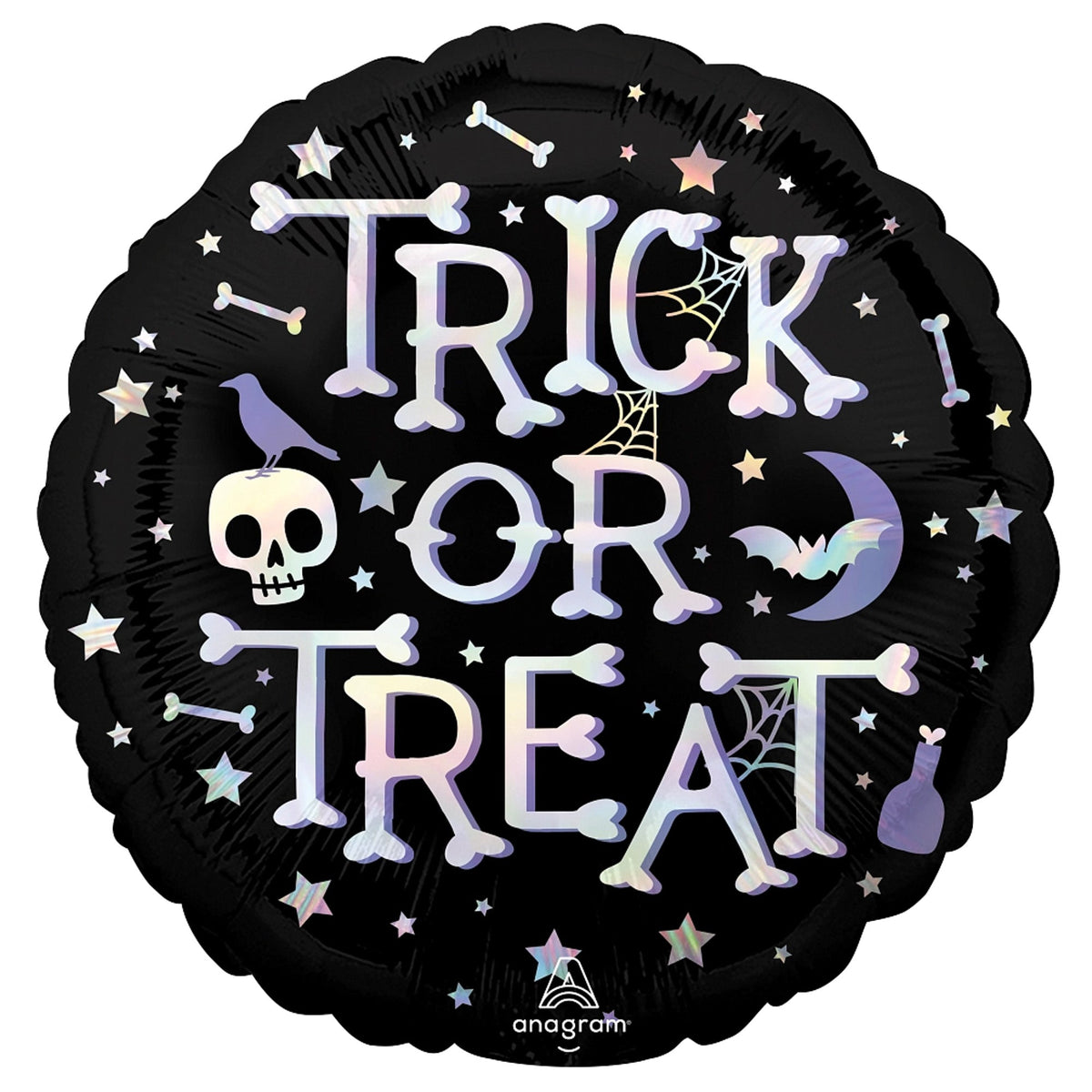LE GROUPE BLC INTL INC Balloons Halloween "Trick or Treat" Black Round Foil Balloon, 18 Inches 026635431637