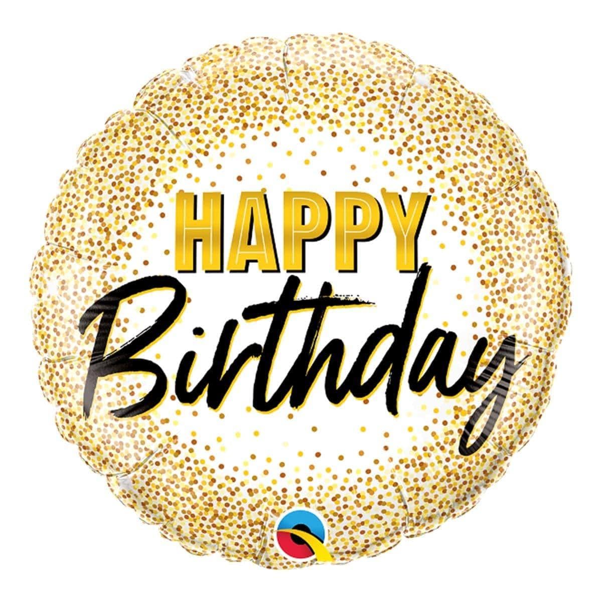 Buy Balloons Happy Birthday Gold Glitter Dots Foil Balloon, 18 Inches sold at Party Expert