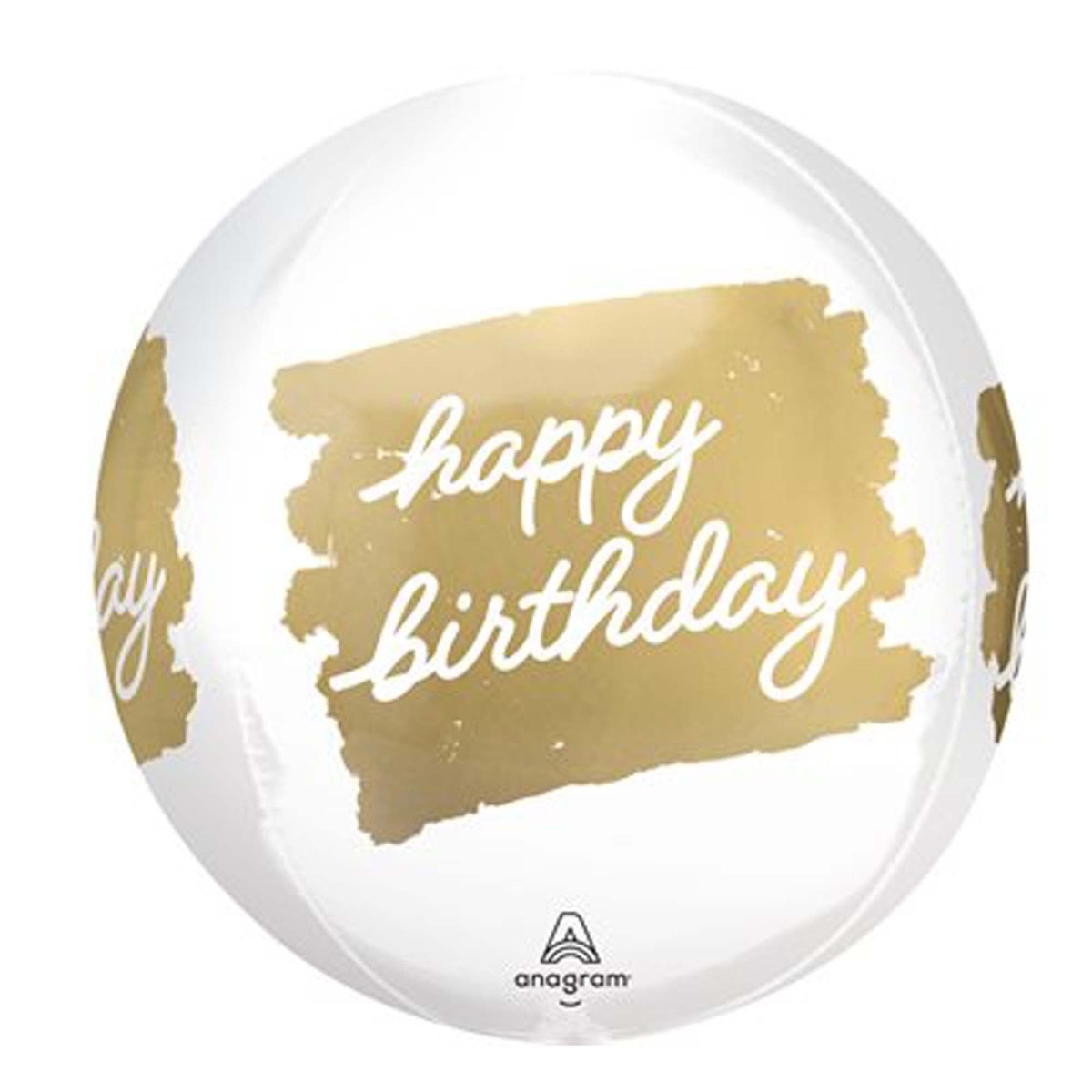 LE GROUPE BLC INTL INC Balloons "Happy Birthday!" Golden Birthday Orbz Balloon, 15 Inches, 1 Count