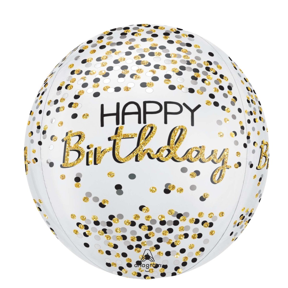 LE GROUPE BLC INTL INC Balloons "Happy Birthday!" White Orbz Balloon, 15 Inches, 1 Count