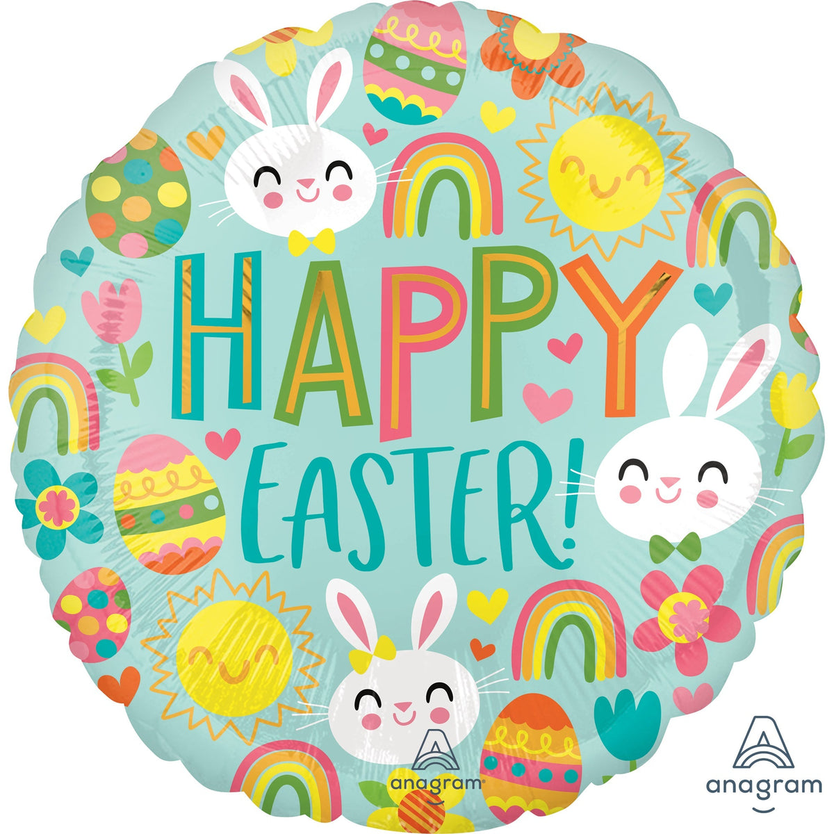 LE GROUPE BLC INTL INC Balloons "Happy Easter!" Multicolor Round Foil Balloon, 18 Inches, 1 Count