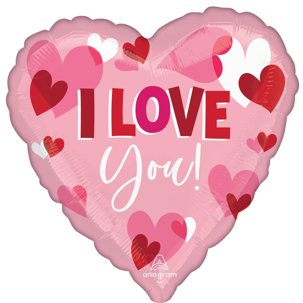 LE GROUPE BLC INTL INC Balloons "I Love You!" Pink Heart Shape Foil Balloon with Hearts, 28 Inches, 1 Count