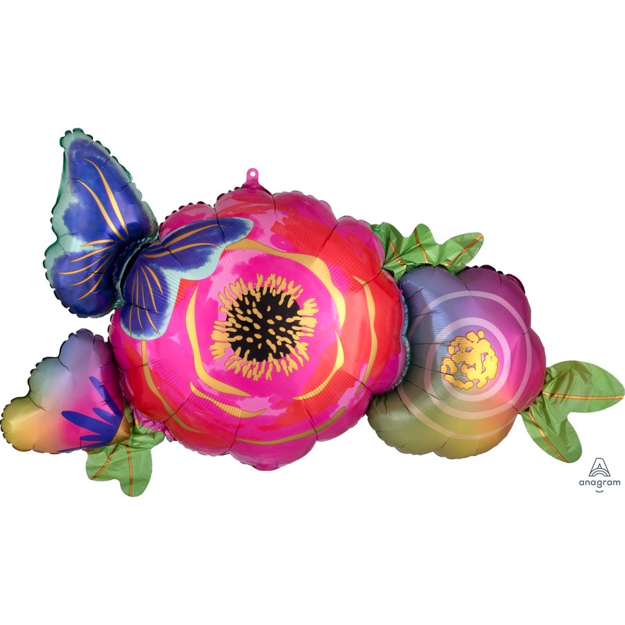 LE GROUPE BLC INTL INC Balloons Infused Flowers & Butterfly Foil Supershape Balloon, 37 Inches 026635408141