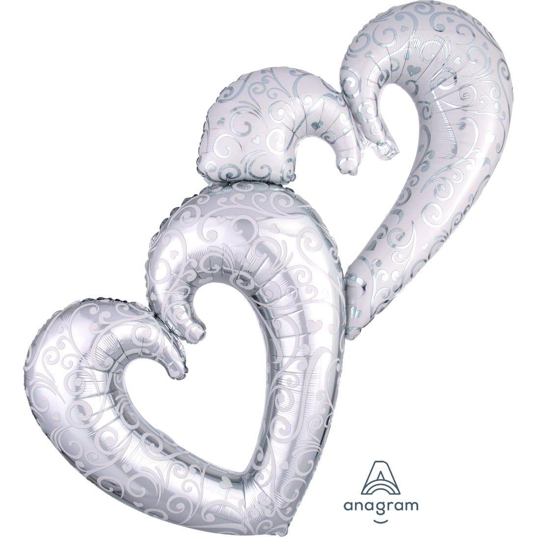 Buy Balloons Interlocked Silver Hearts Supershape Balloon sold at Party Expert