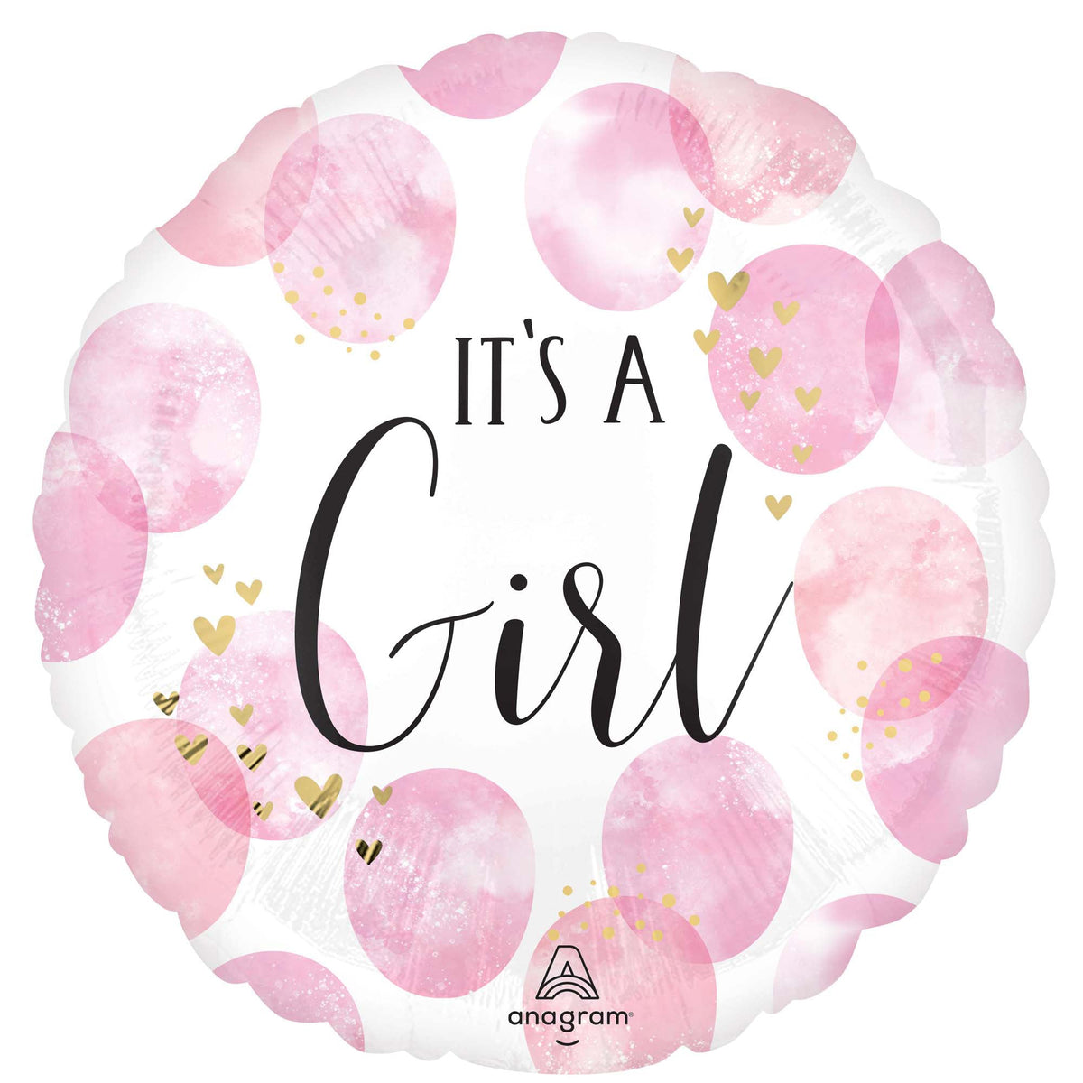 LE GROUPE BLC INTL INC Balloons It's a Girl Round Foil Balloon, Baby Girl Watercolor, 18 Inches, 1 Count 026635456937