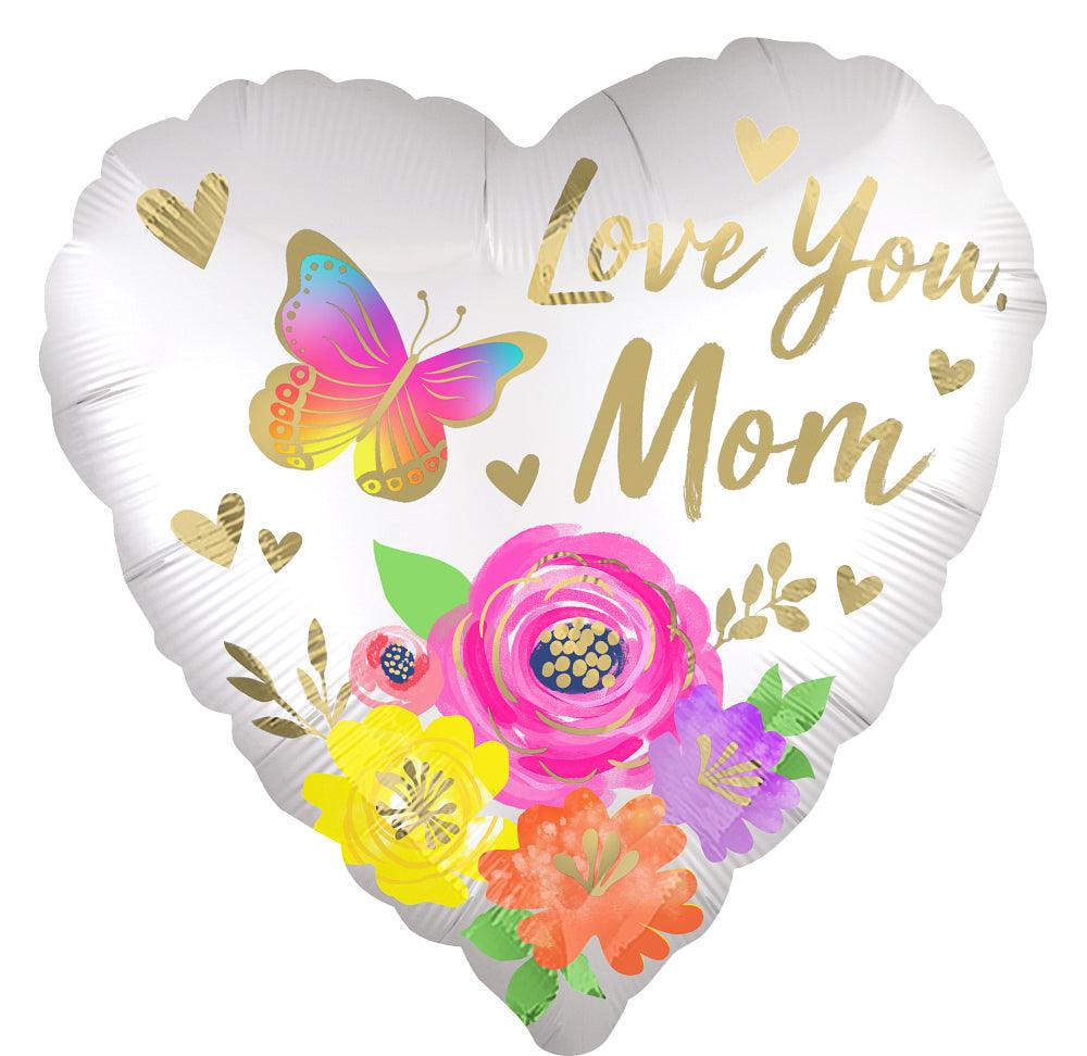 LE GROUPE BLC INTL INC Balloons "Love You Mom" Supershape Foil Balloon, 28 in, Floral