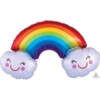 Buy Balloons Rainbow with Smiling Clouds Supershape Balloon sold at Party Expert
