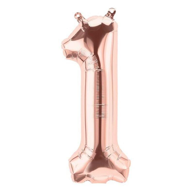 Buy Balloons Rose Gold Numebr 1 Foil Balloon, 34 Inches sold at Party Expert