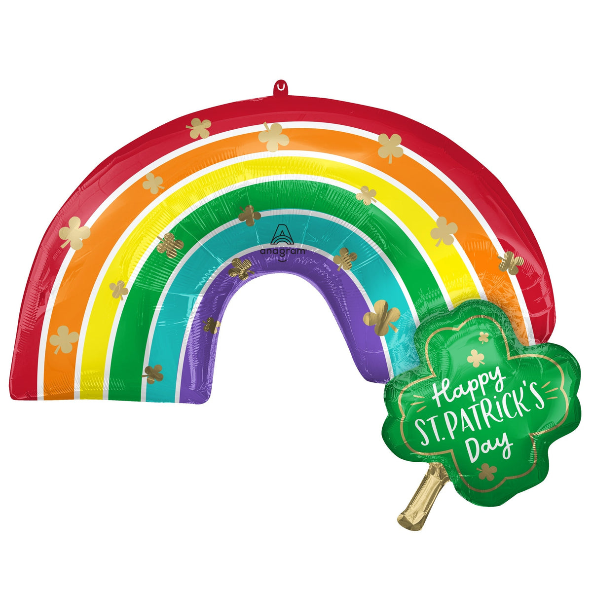 LE GROUPE BLC INTL INC Balloons Saint-Patrick's Day Supershape Rainbow and Four-Leaf Clover Foil Balloon, 33 Inches, 1 Count