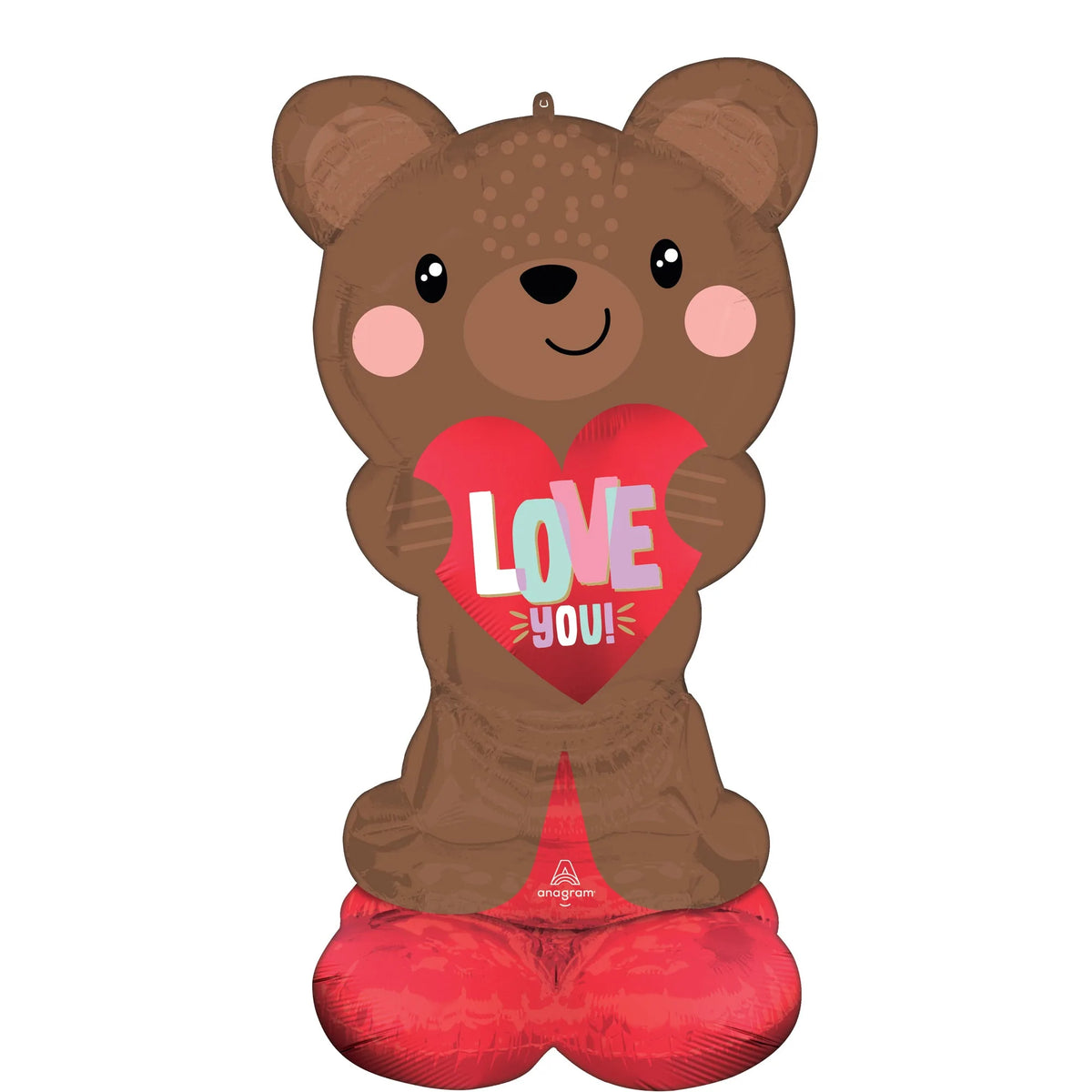 LE GROUPE BLC INTL INC Balloons Satin Brown "Love You" Teddy Bear Airloonz Standing Foil Air-Filled Balloon, 27 X 49 Inches, 1 Count