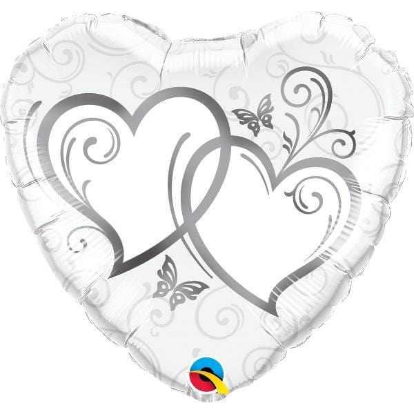 Buy Balloons Silver Entwinned Hearts, Foil Balloon 18 Inches sold at Party Expert