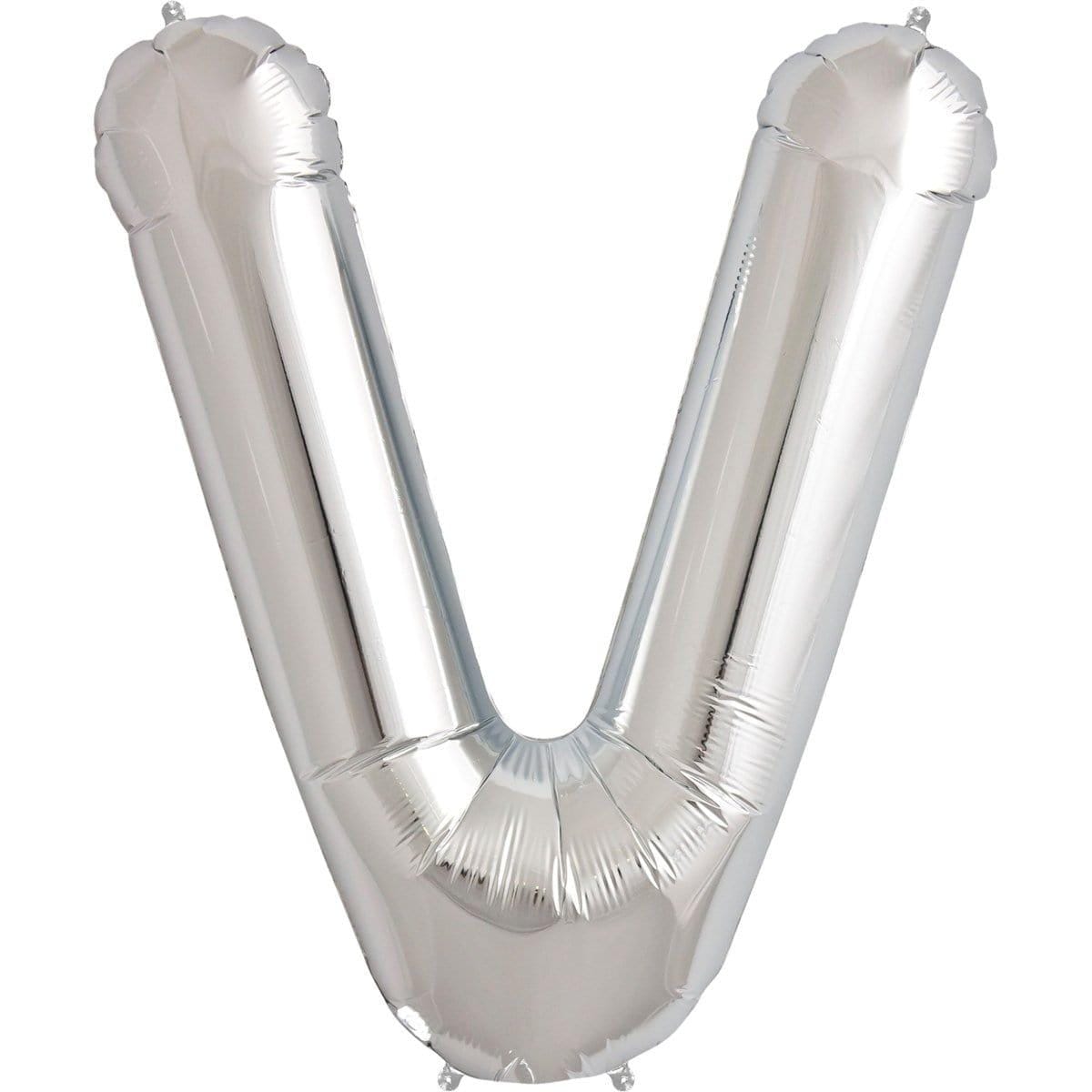 Buy Balloons Silver Letter V Foil Balloon, 34 Inches sold at Party Expert