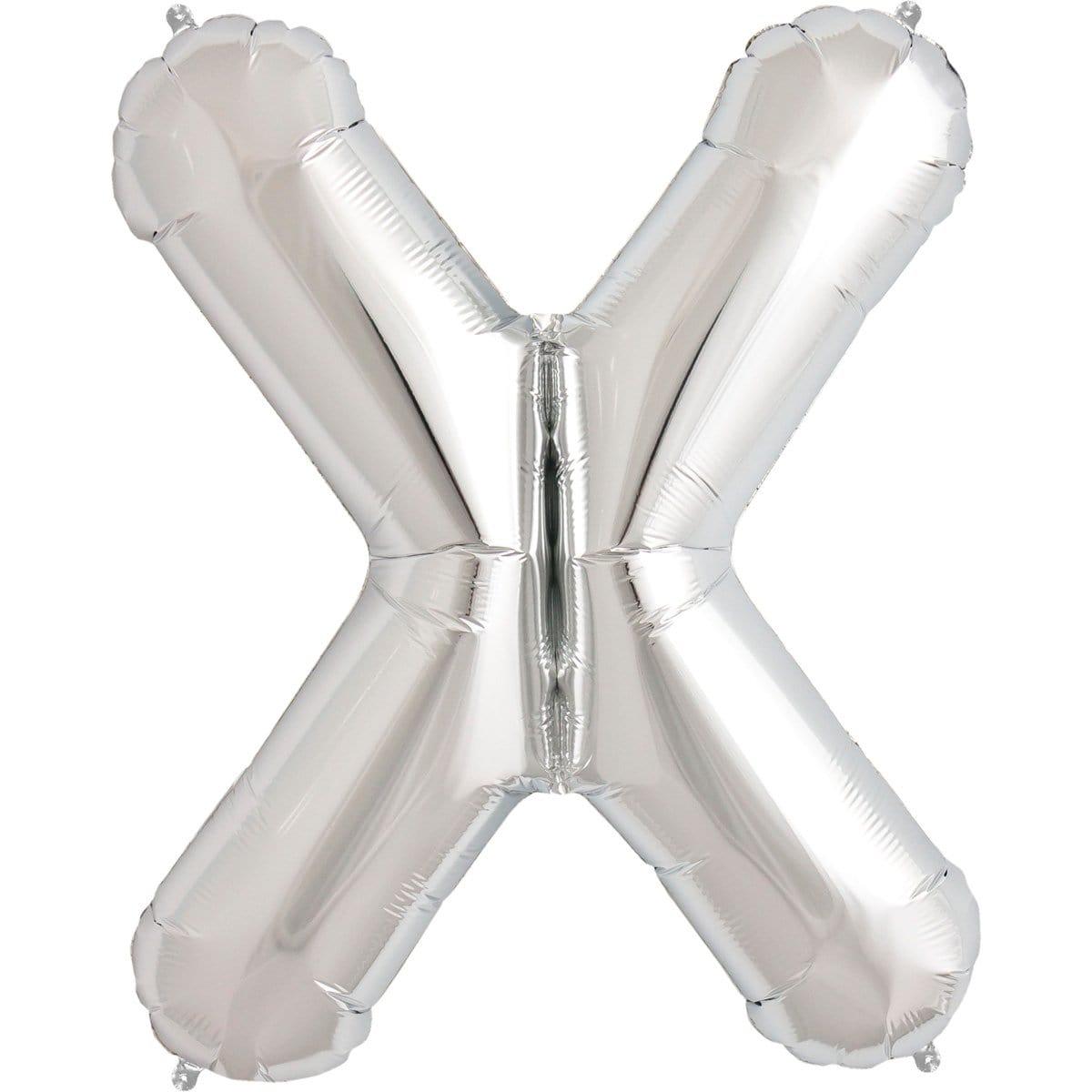 Buy Balloons Silver Letter X Foil Balloon, 16 Inches sold at Party Expert