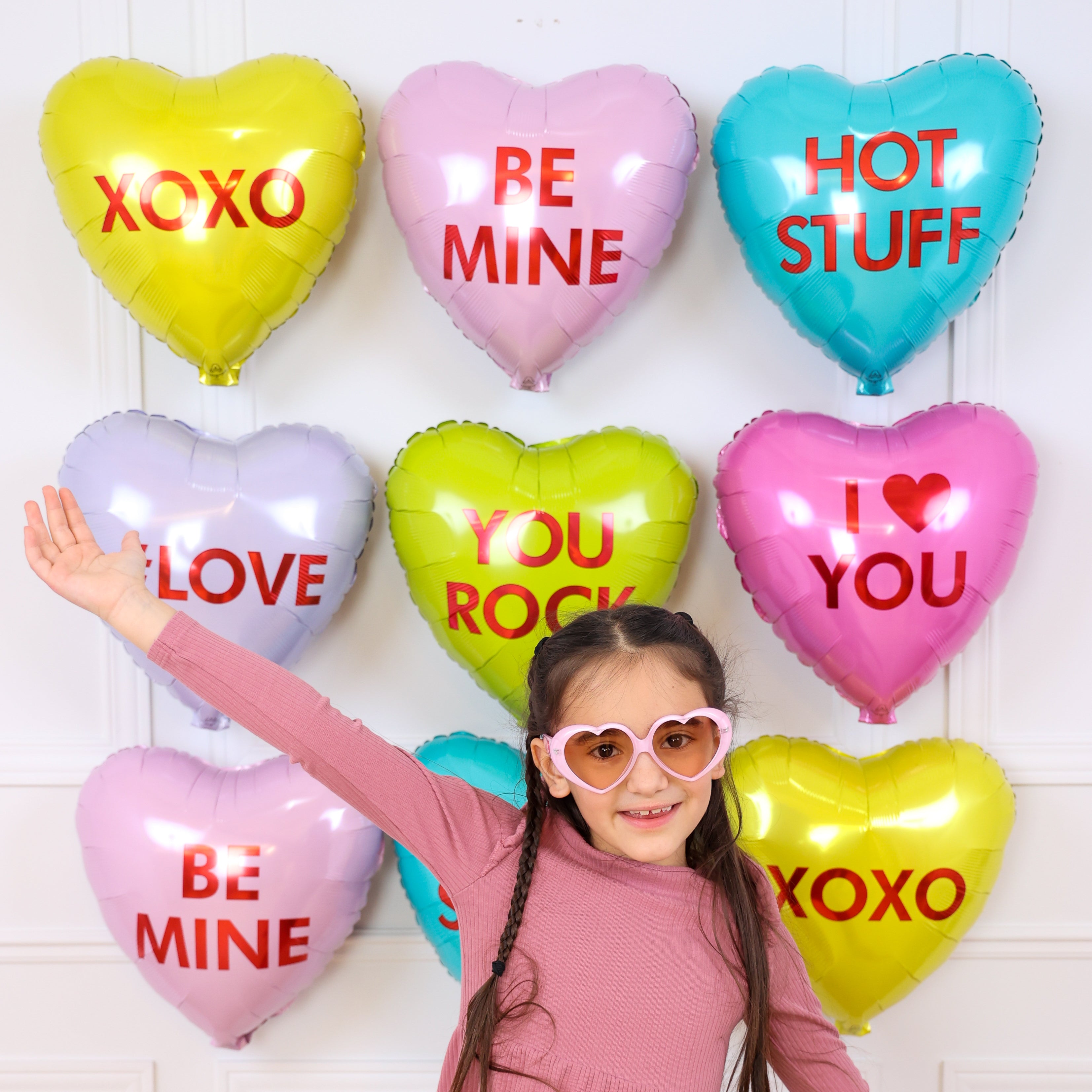 Valentine's Day Candy Hearts Balloon Bouquet | Party Expert