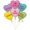 LE GROUPE BLC INTL INC Balloons Valentine's Day Candy Hearts Balloon Bouquet, Helium Inflation not Included, 6 Count