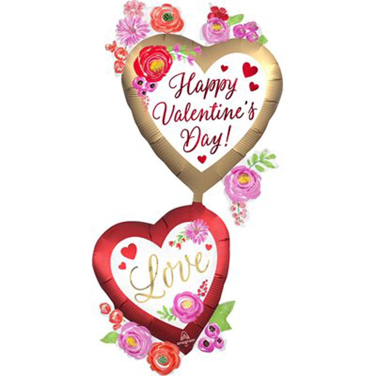LE GROUPE BLC INTL INC Balloons Valentine's Day Satin Watercolor Floral Heart Supershape Foil Balloon, 52 Inches, 1 Count