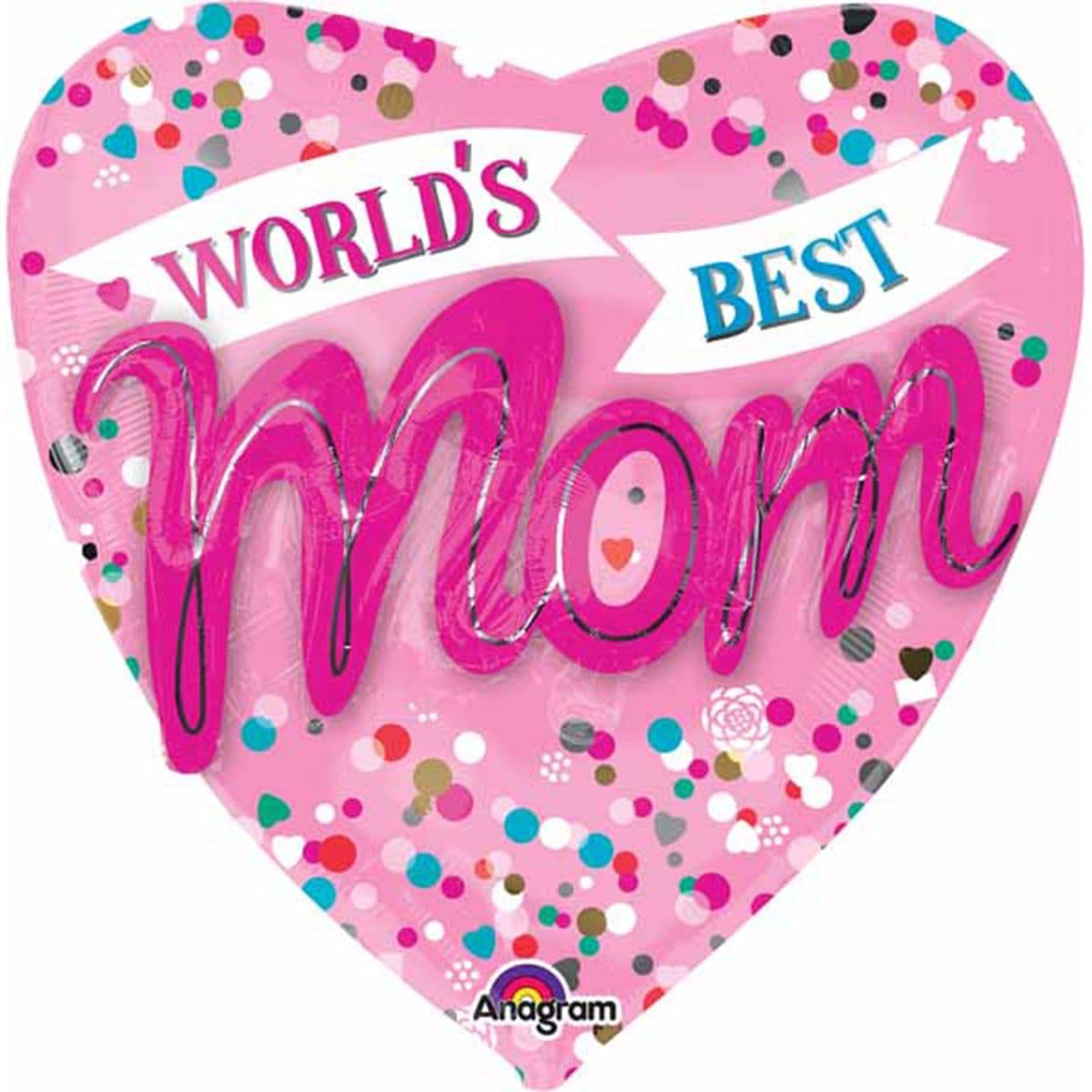 Buy Balloons World's Best Mom Heart 3D Supershape Balloon sold at Party Expert