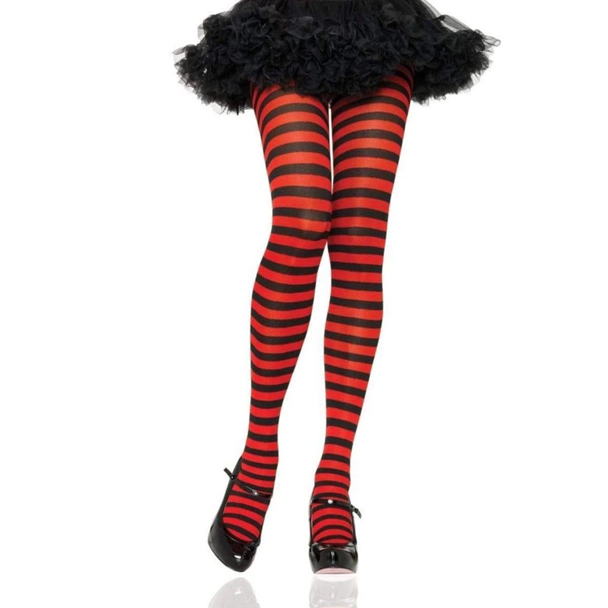 Buy Costume Accessories Black & red striped nylon tights for women sold at Party Expert