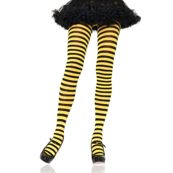 Collants Zébrés Enfant - Rayés Orange Et Noir - Taille Unique - 100% Nylon - Bas Fins Déguisement