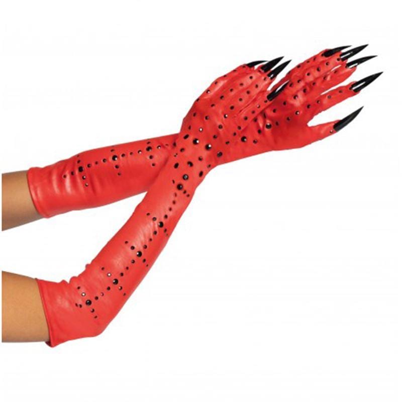 Buy Costume Accessories Long demon gloves with rhinestones for adults sold at Party Expert
