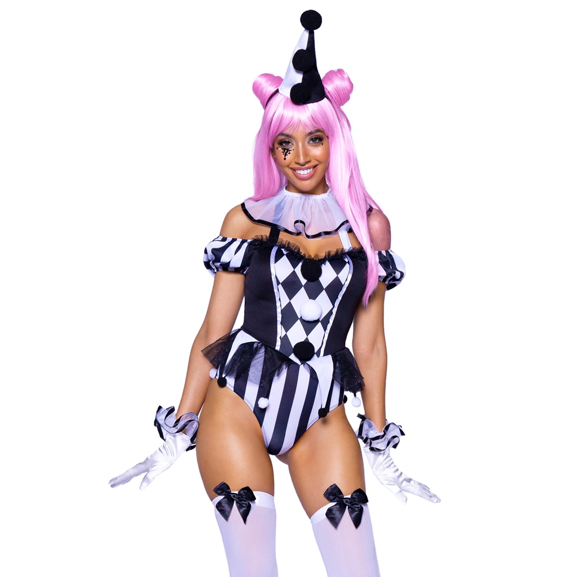 French Clown Sexy Costume for Adults, Black and White Bodysuit – Party  Expert