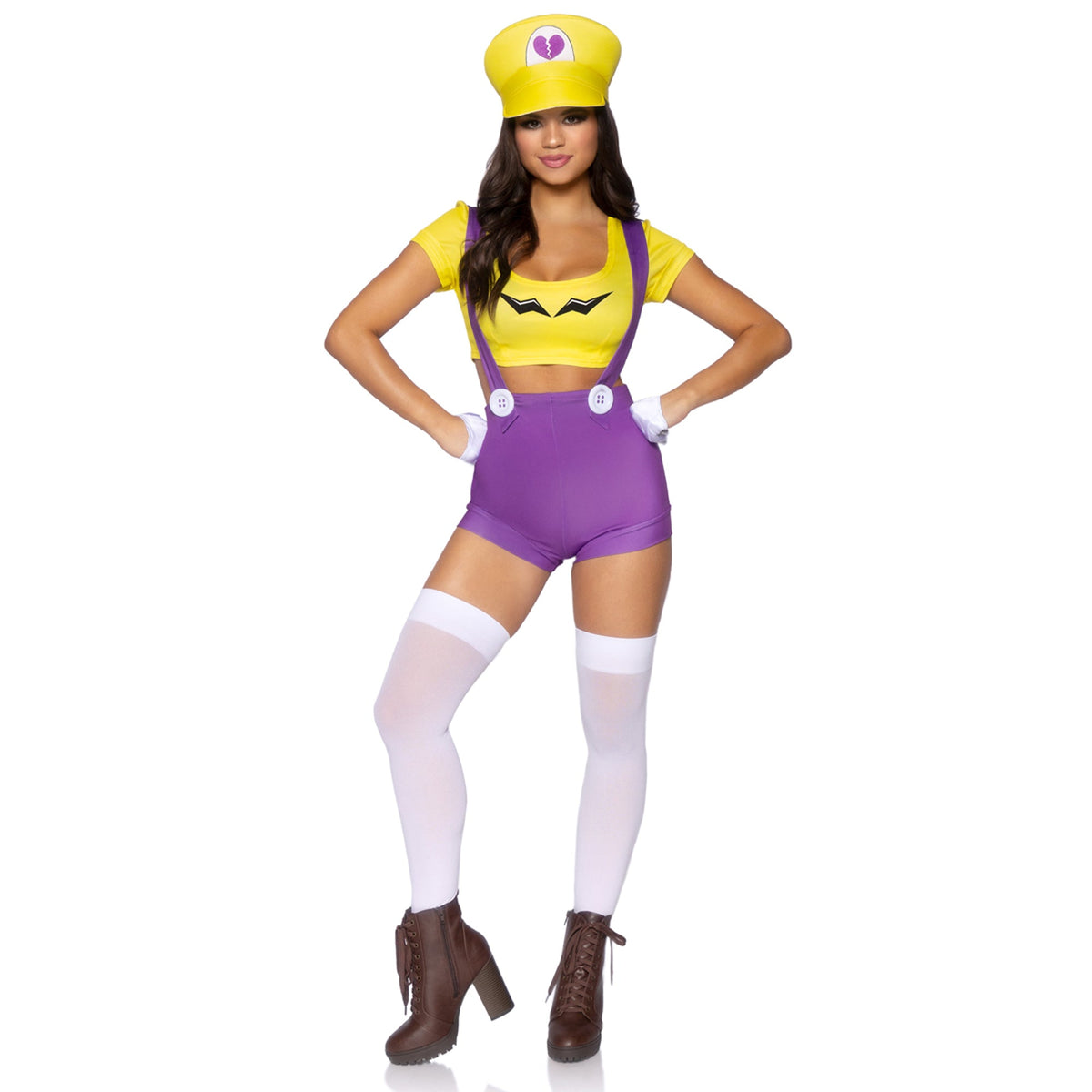 LEG AVENUE/SKU DISTRIBUTORS INC Costumes Gamer Villain Sexy Costume for Adults, Yellow Crop Top and Purple Short