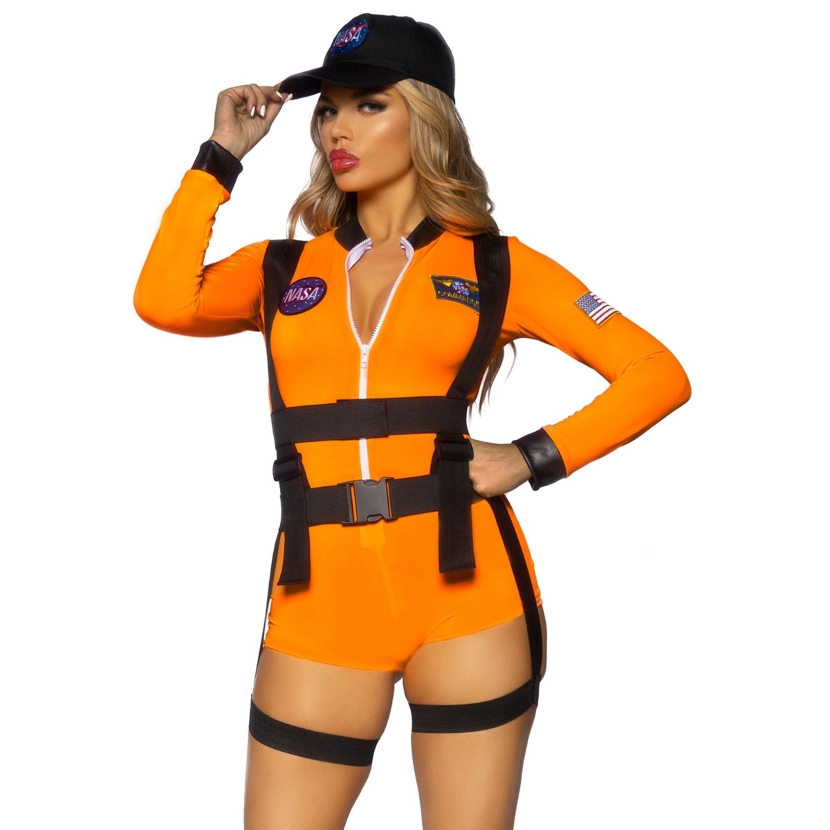 Space Command Sexy Costume for Adults, Orange Romper | Party Expert Space Command Sexy Costume for Adults, Orange Romper | Party Expert