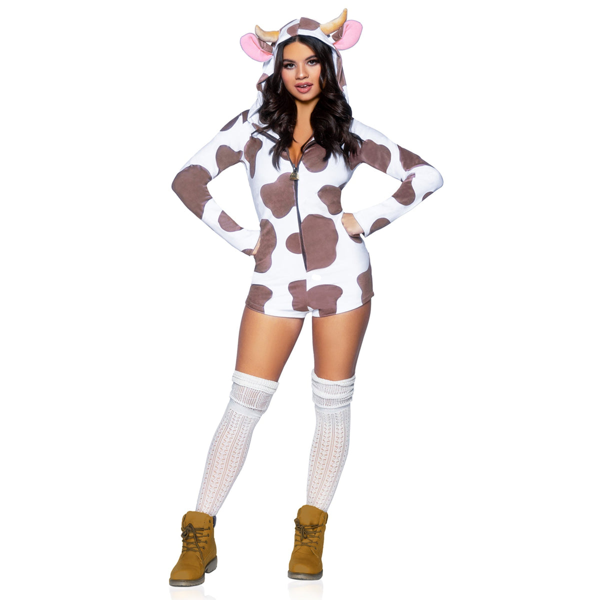 LEG AVENUE/SKU DISTRIBUTORS INC Costumes Ultra Soft Cow Sexy Costume for Adults, Brown and White Romper