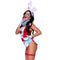 LEG AVENUE/SKU DISTRIBUTORS INC Costumes White Rabbit Sexy Costume for Adults, Blue and Red Bodysuit