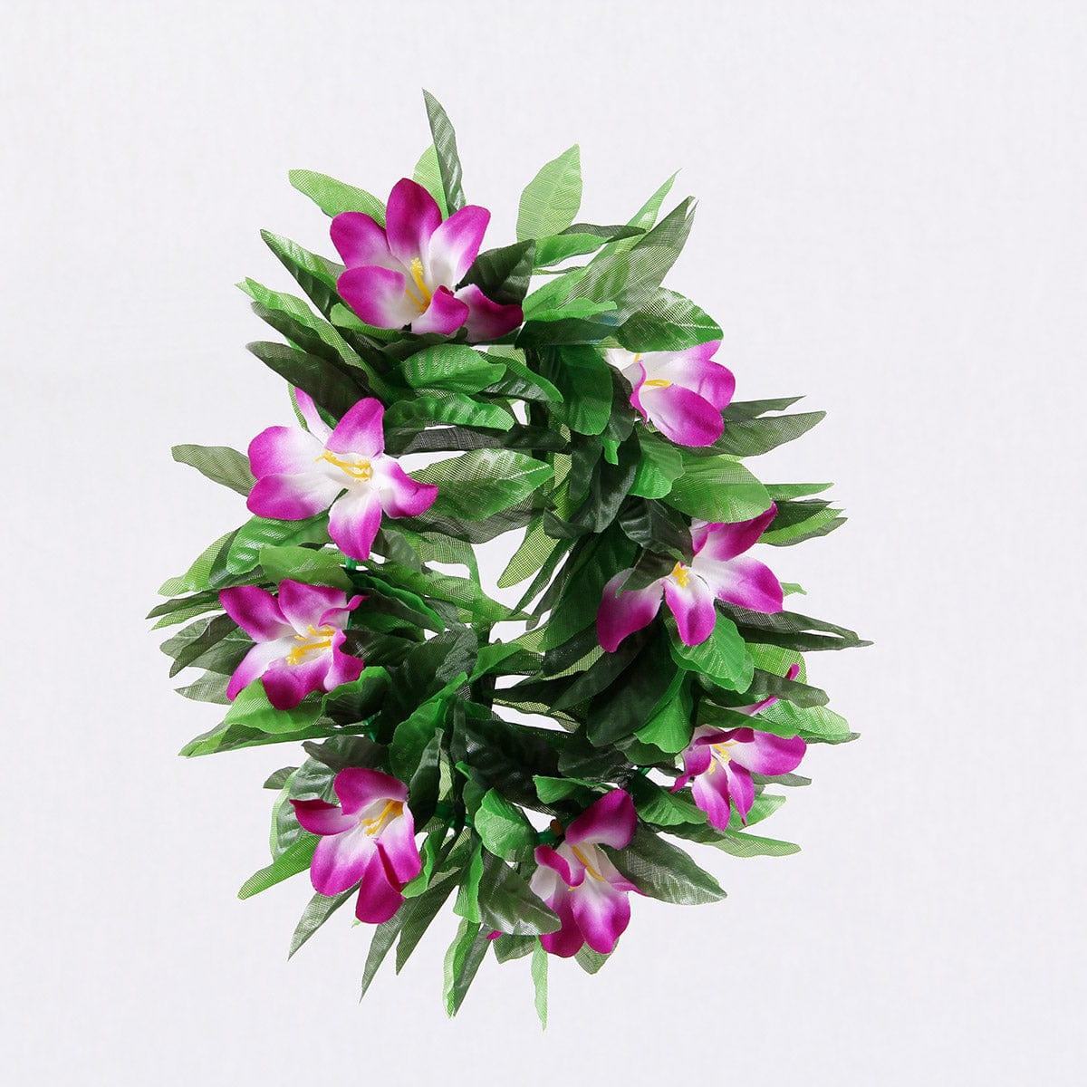 LIANGSHAN DAJIN GIFTS & TOYS CO LTD Theme Party Honolulu Flower Headband with Leaves, Purple
