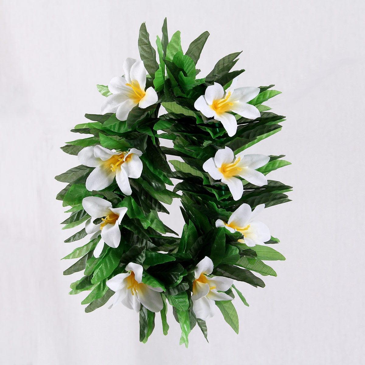 LIANGSHAN DAJIN GIFTS & TOYS CO LTD Theme Party Honolulu Flower Headband with Leaves, White