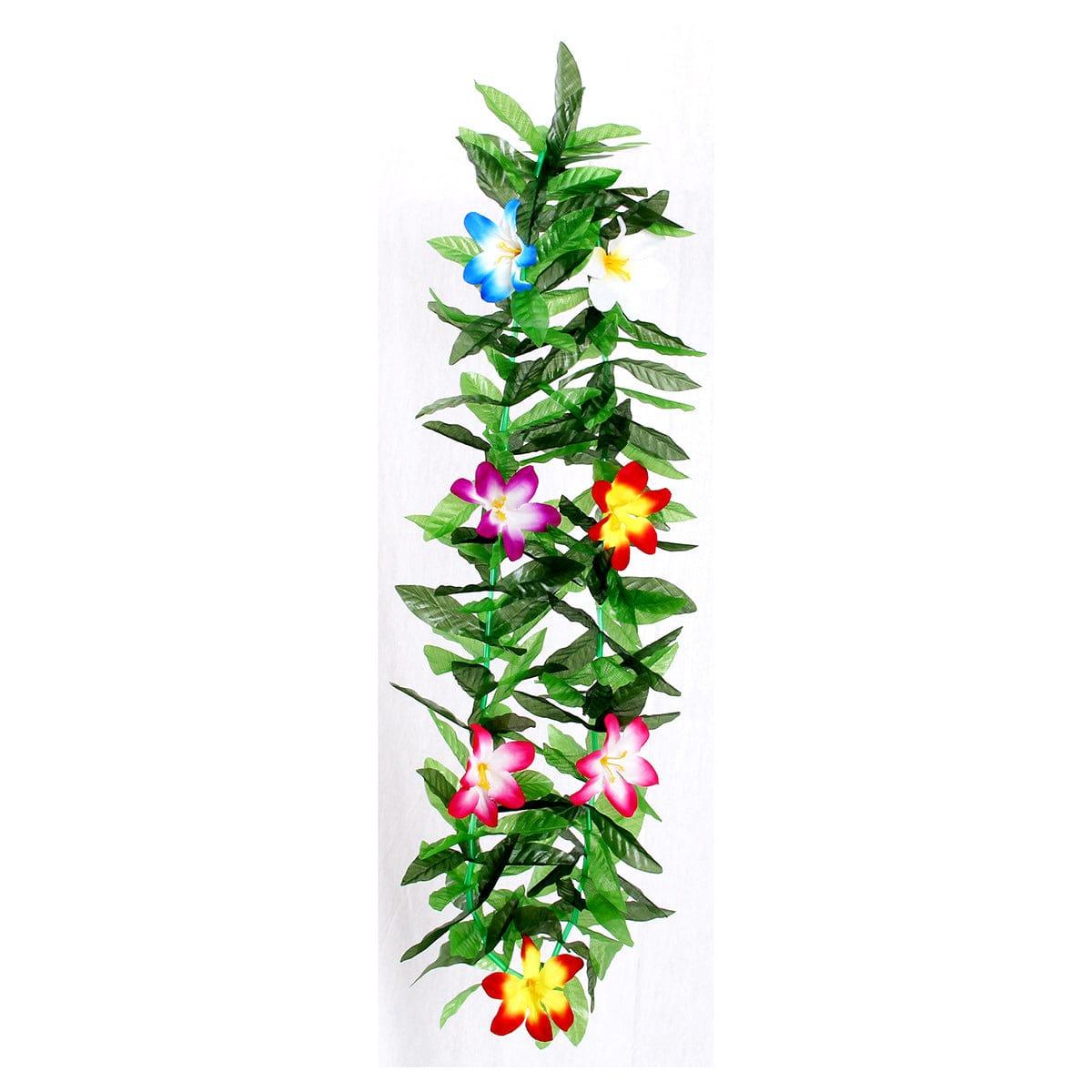 LIANGSHAN DAJIN GIFTS & TOYS CO LTD Theme Party Honolulu Flower Lei Necklace with Leaves, Multicolour