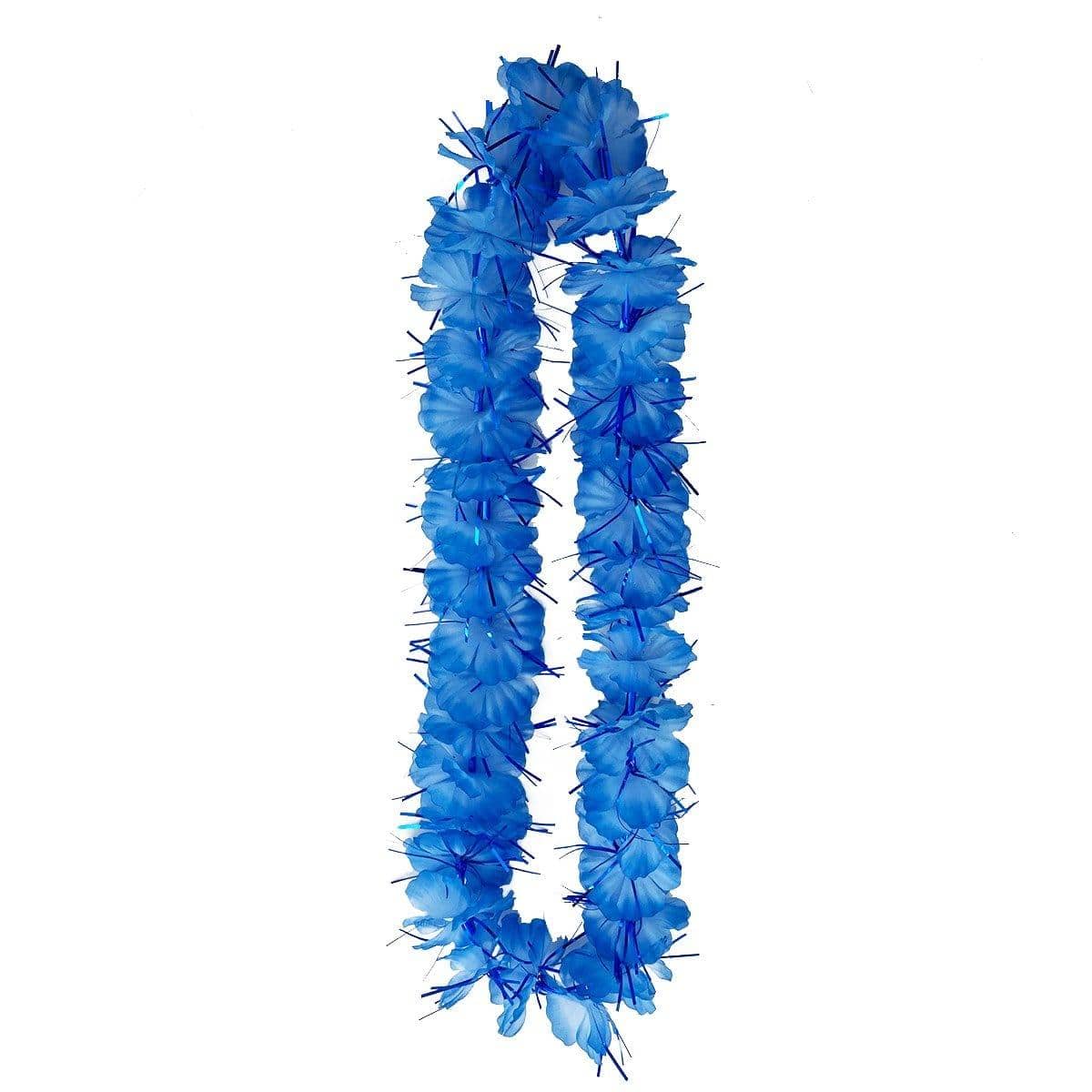 Buy Theme Party Blue Tinsel Flower Lei Necklace sold at Party Expert