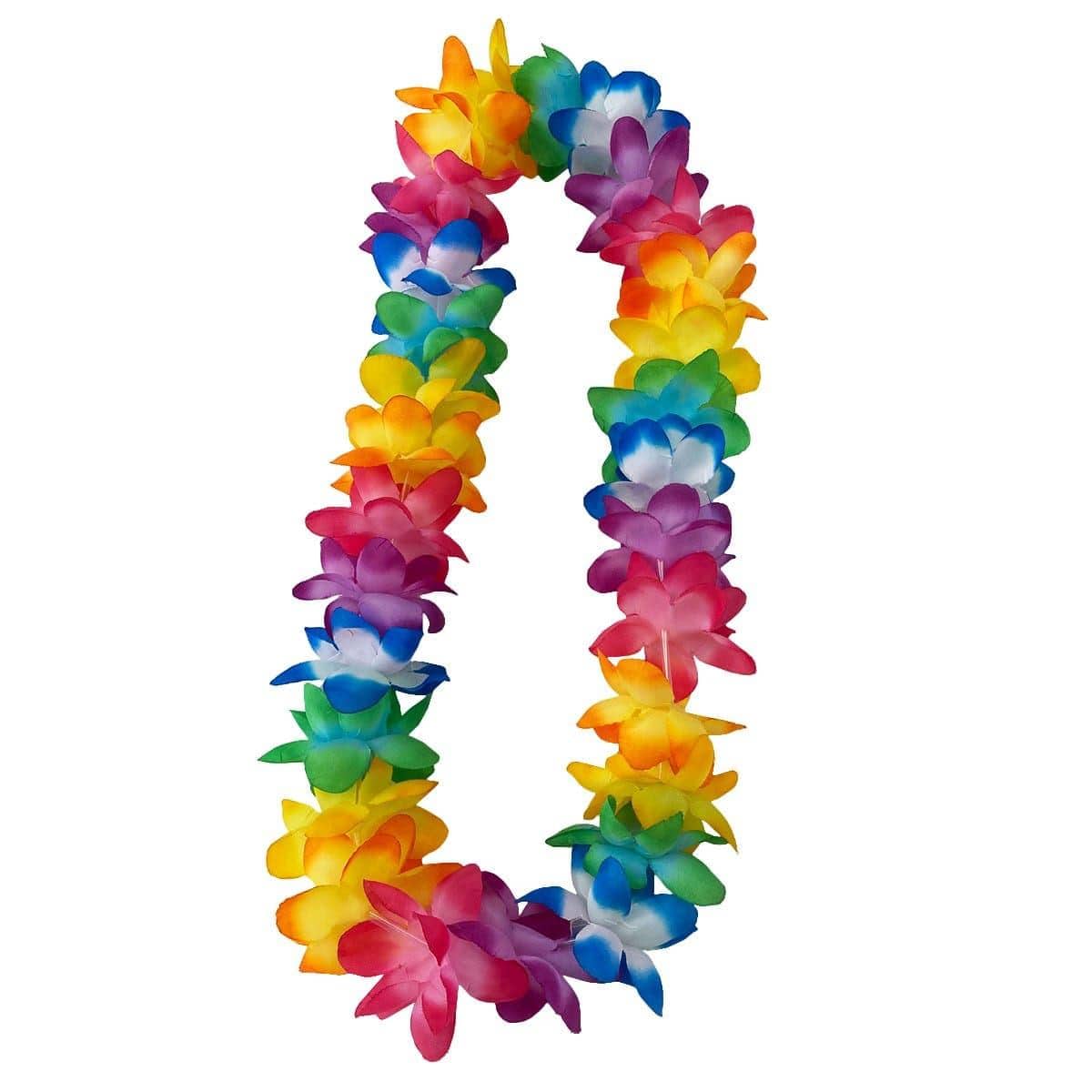 Buy Theme Party Multicolor Aloha Flower Lei Necklace sold at Party Expert