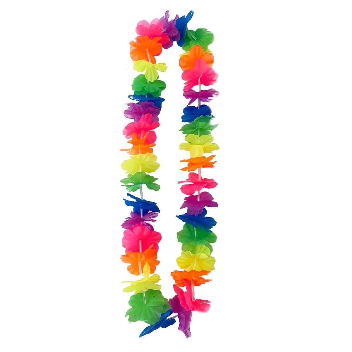 Buy Theme Party Multicolor Neon Maui Flower Lei Necklace sold at Party Expert