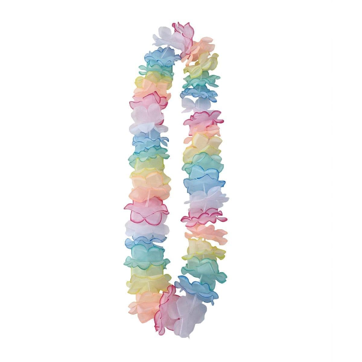 Buy Theme Party Multicolor Pastel Flower Lei Necklace sold at Party Expert