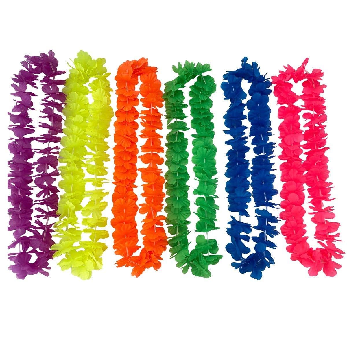 Buy Theme Party Neon Maui Flower Lei Necklaces, 6 per Package sold at Party Expert