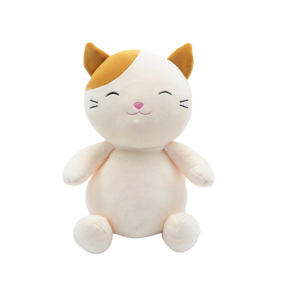 LINZY TOYS INC. Plushes Smoochy Sitting Cat Plush, 12 in, White and Brown
