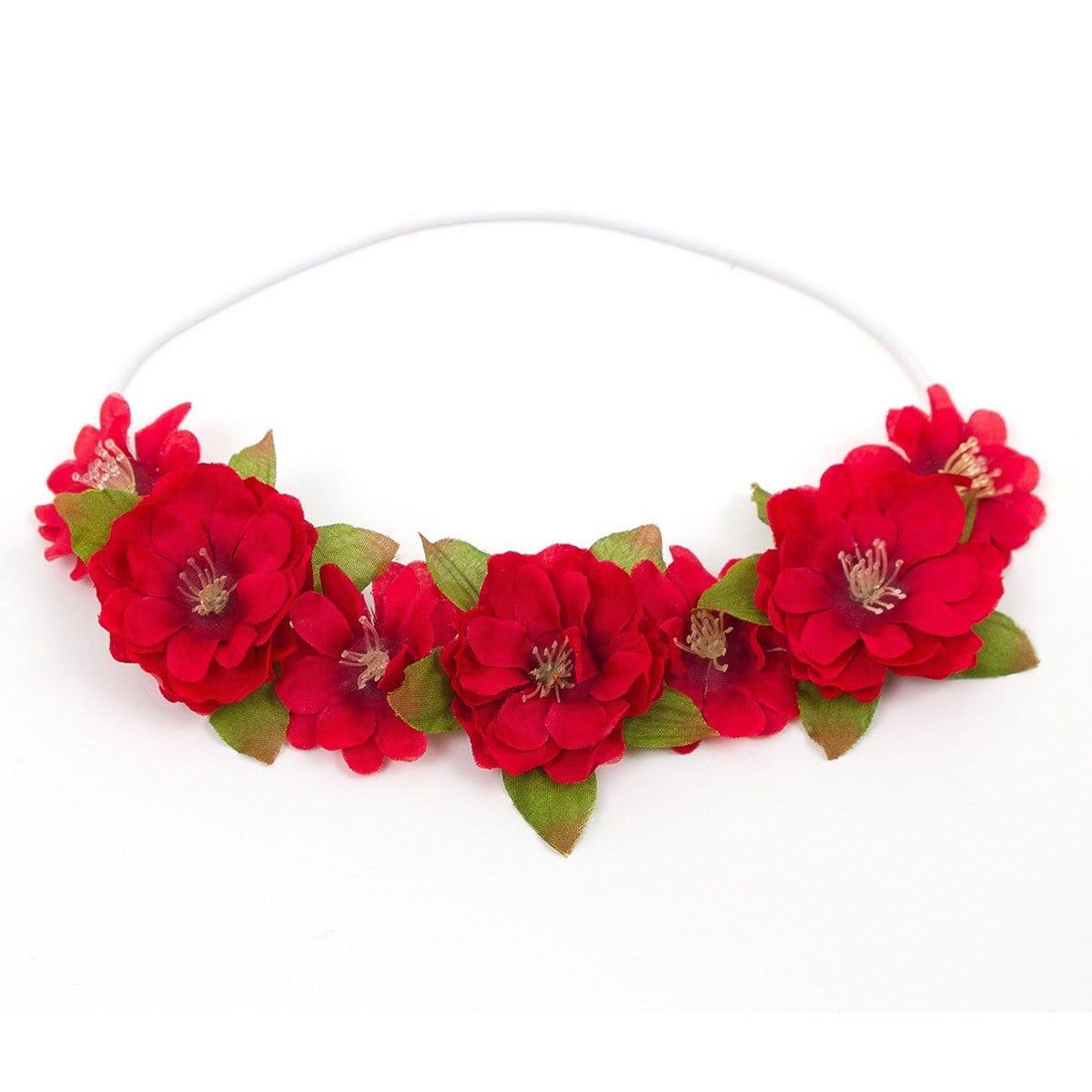 Buy Costume Accessories Ruby red flower headband for kids sold at Party Expert