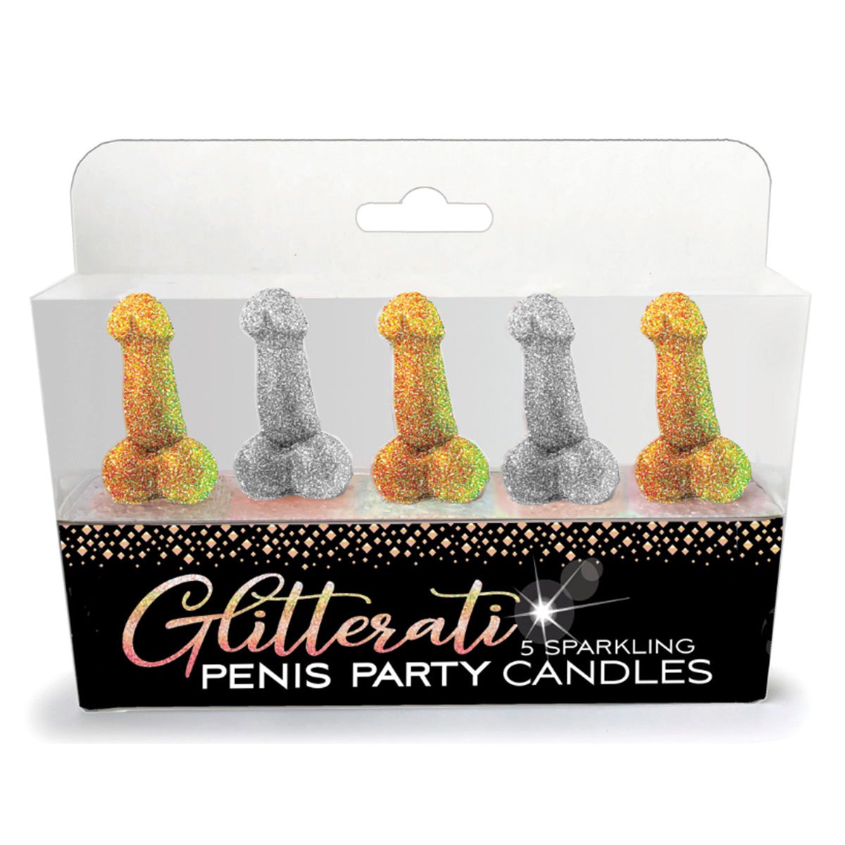 Little Genie Productions Bachelorette Glitterati Bachelorette Party Penis Shaped Candle Set, 5 Count 817717010341