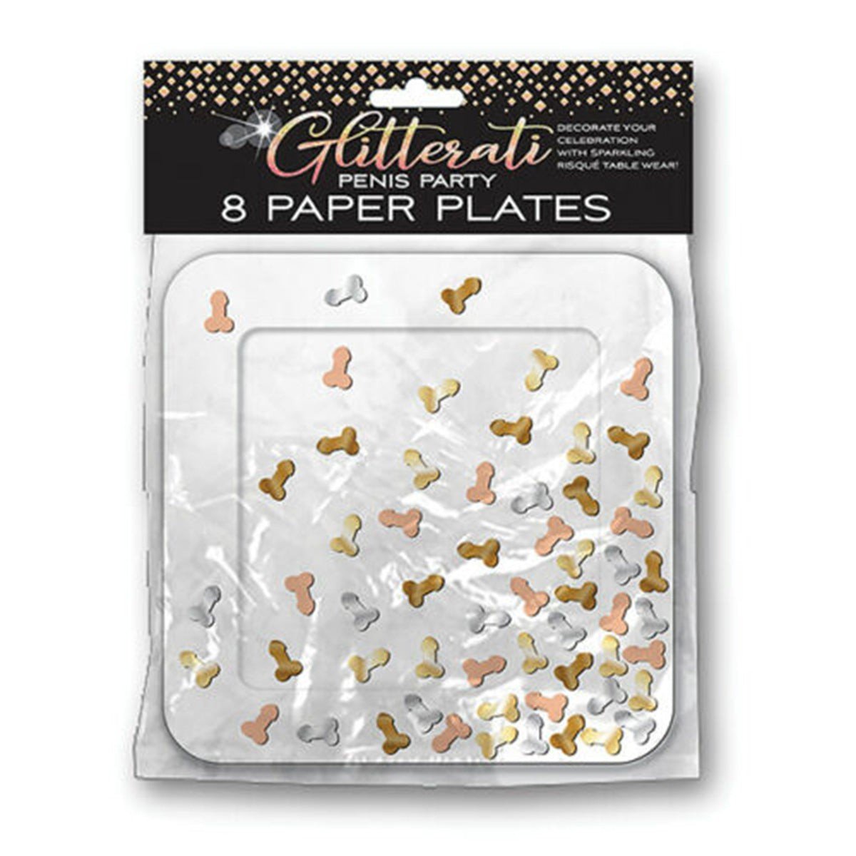 Glitterati Bachelorette Party Small Square Dessert Paper Plates, 7 Inc