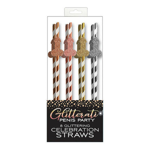 Little Genie Productions Bachelorette Glitterati Long Cocktail Party Straws, 8 Count 817717010310