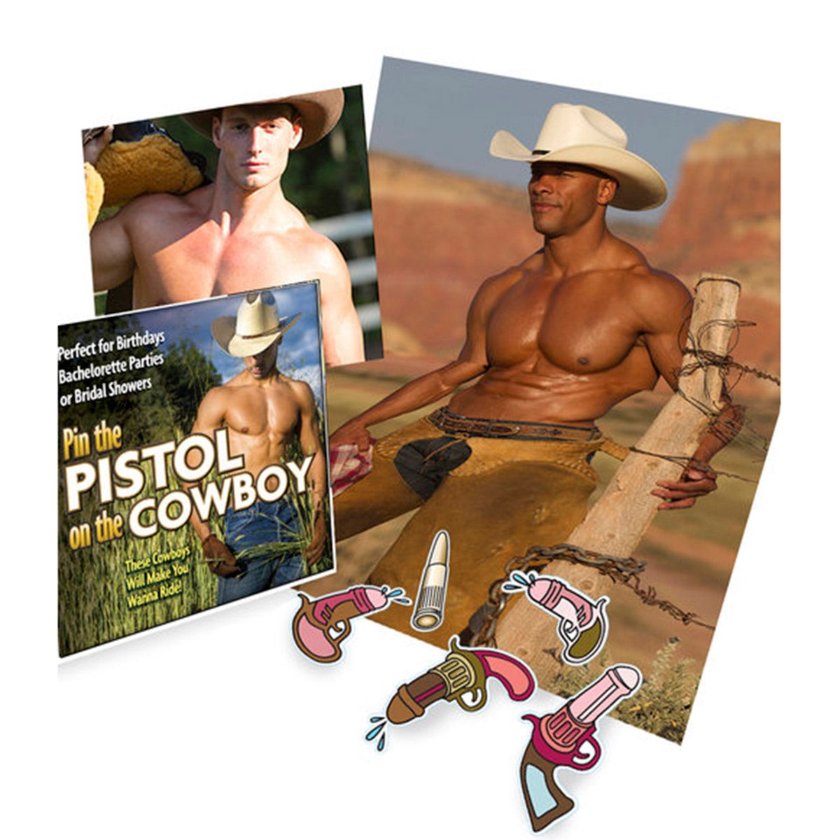 Little Genie Productions Bachelorette Pin The Pistol on The Cowboy Game 685634101592